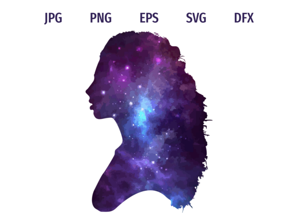 Download Galaxy Curly Girl Face Silhouette - Silhouette Collection