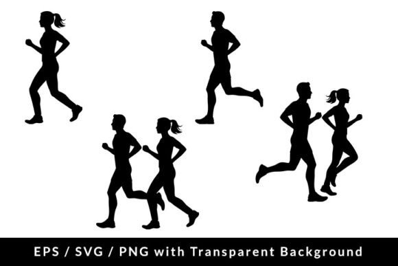 Download Runner Silhouette Set SVG EPS PNG - Silhouette Collection