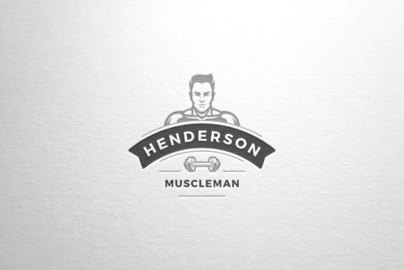 Download Muscular Male Bodybuilder Retro Logo - Body Collection