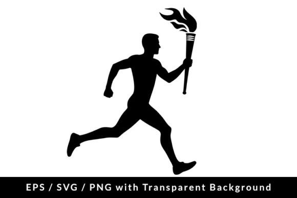 Download Runner with Torch Silhouette SVG PNG EPS - Silhouette Collection