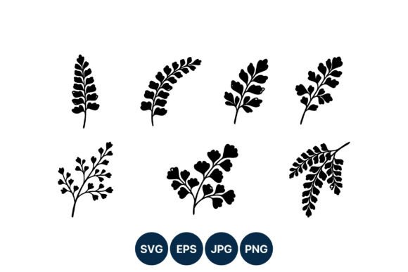 Download Black Fern Leaves Silhouette Vector Set - Silhouette Collection