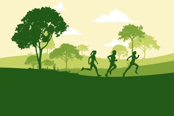 Download Runner Marathon in the Forest Silhouette - Silhouette Collection