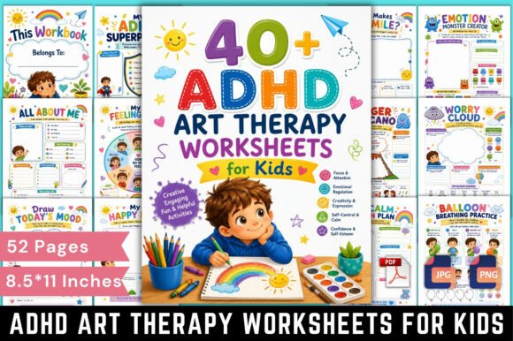 Download ADHD Art Therapy Worksheets for Kids - Therapy Collection