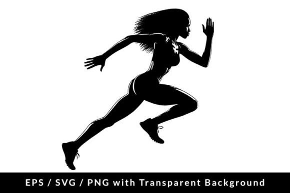 Download Afro Woman Athlete Running Silhouette - Silhouette Collection