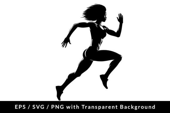 Download Afro Woman Athlete Running Silhouette - Silhouette Collection