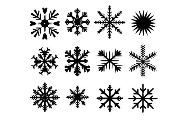 Download Black Silhouette Snowflake Symbol Set - Silhouette Collection