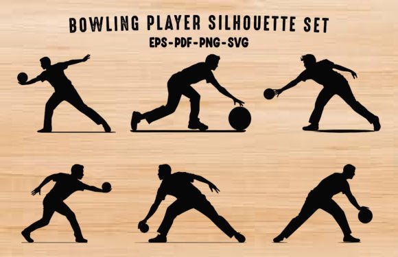Download Male Bowler Silhouette Black Clipart Set - Silhouette Collection