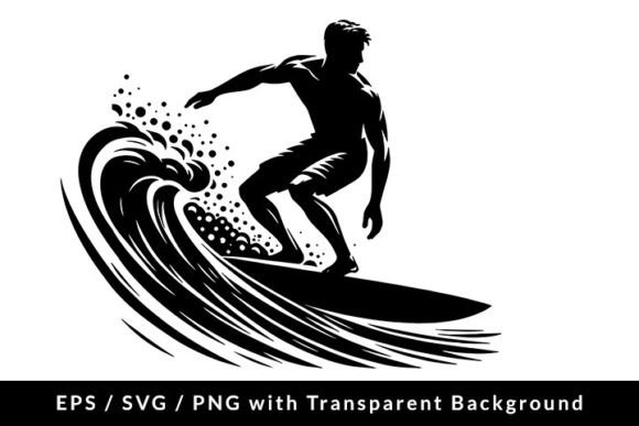 Download Surfing Man Silhouette SVG EPS PNG - Silhouette Collection