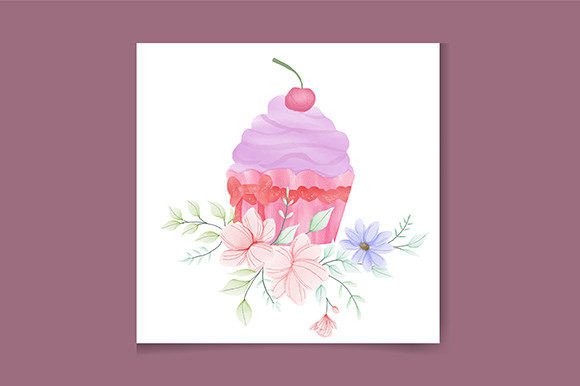 Download Watercolor Pink Cupcake Logo Design - Logo design Collection