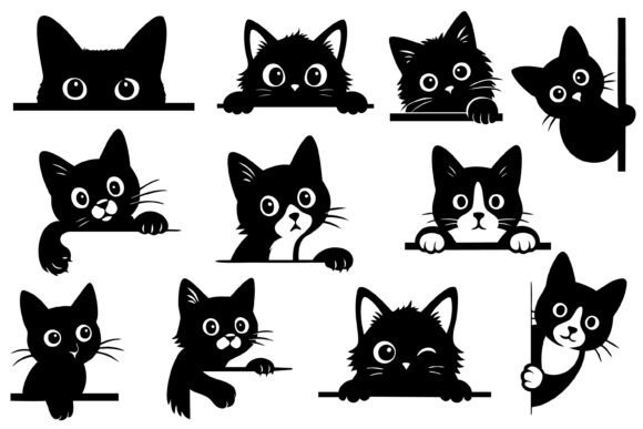 Download Peeking Cat Silhouette SVG Bundle - Premium Bundle