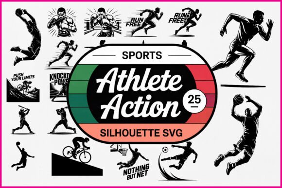 Download Athlete Action Silhouette SVG Bundle - Silhouette Collection