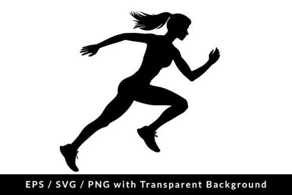 Download Female Athlete Running Silhouette SVG - Silhouette Collection